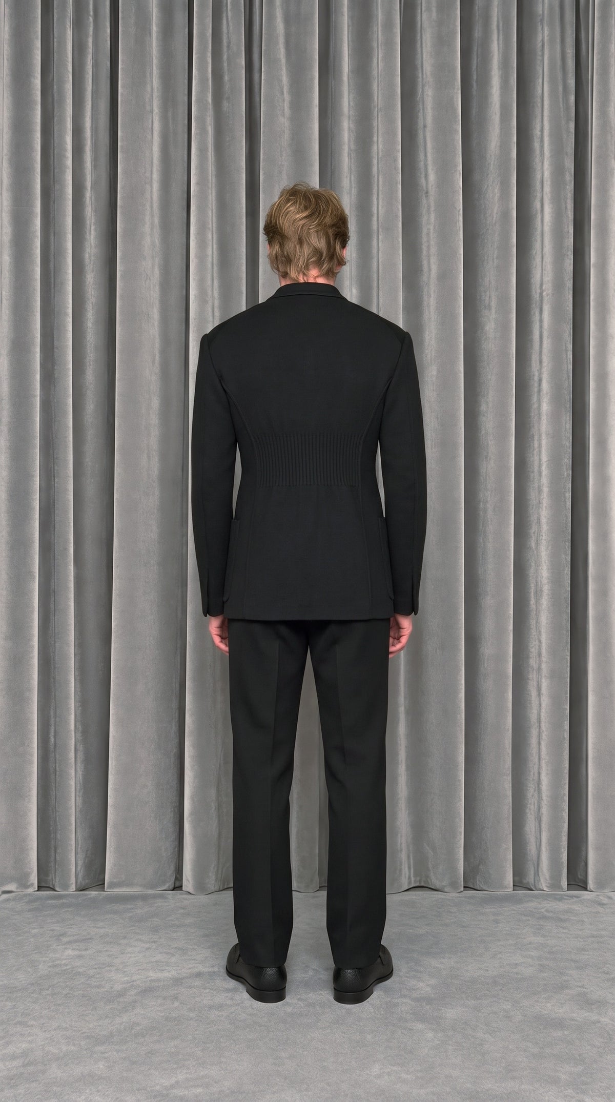 Babbo Double Cashmere Jacket Black – model back