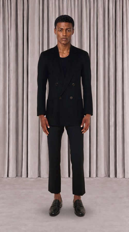 Babbo Double Cashmere Jacket Men Black, front view – POAN