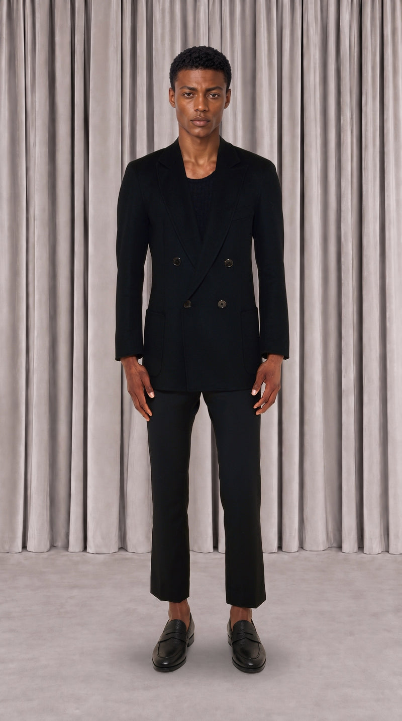 Babbo Double Cashmere Jacket Men Black, front view – POAN