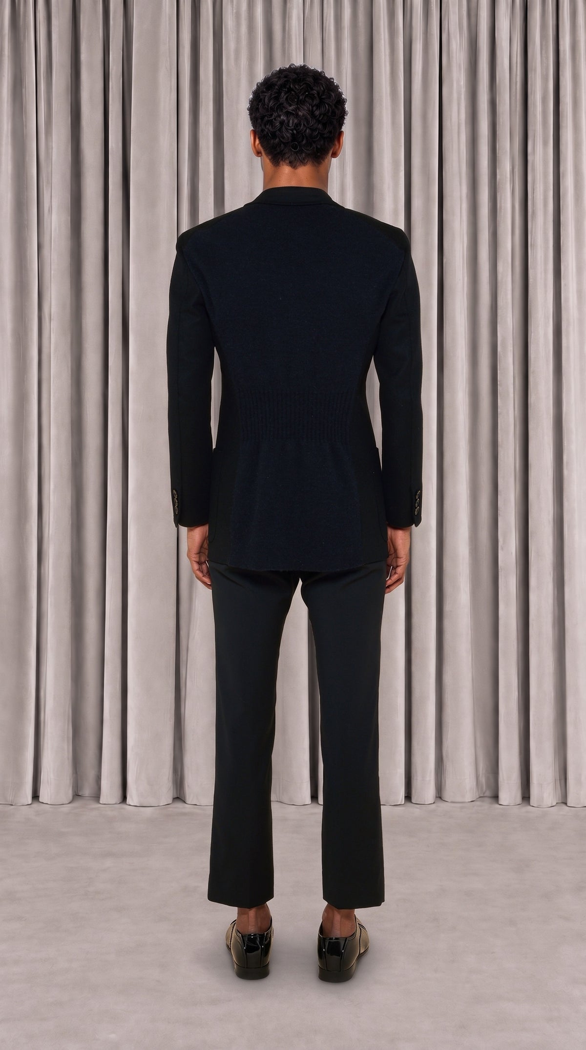 Babbo Double Cashmere Jacket Men Black, back view – POAN