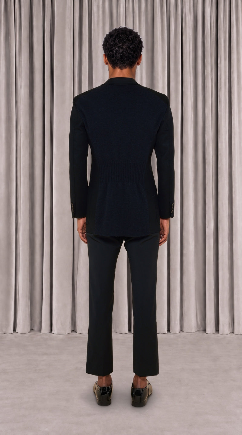 Babbo Double Cashmere Jacket Men Black, back view – POAN