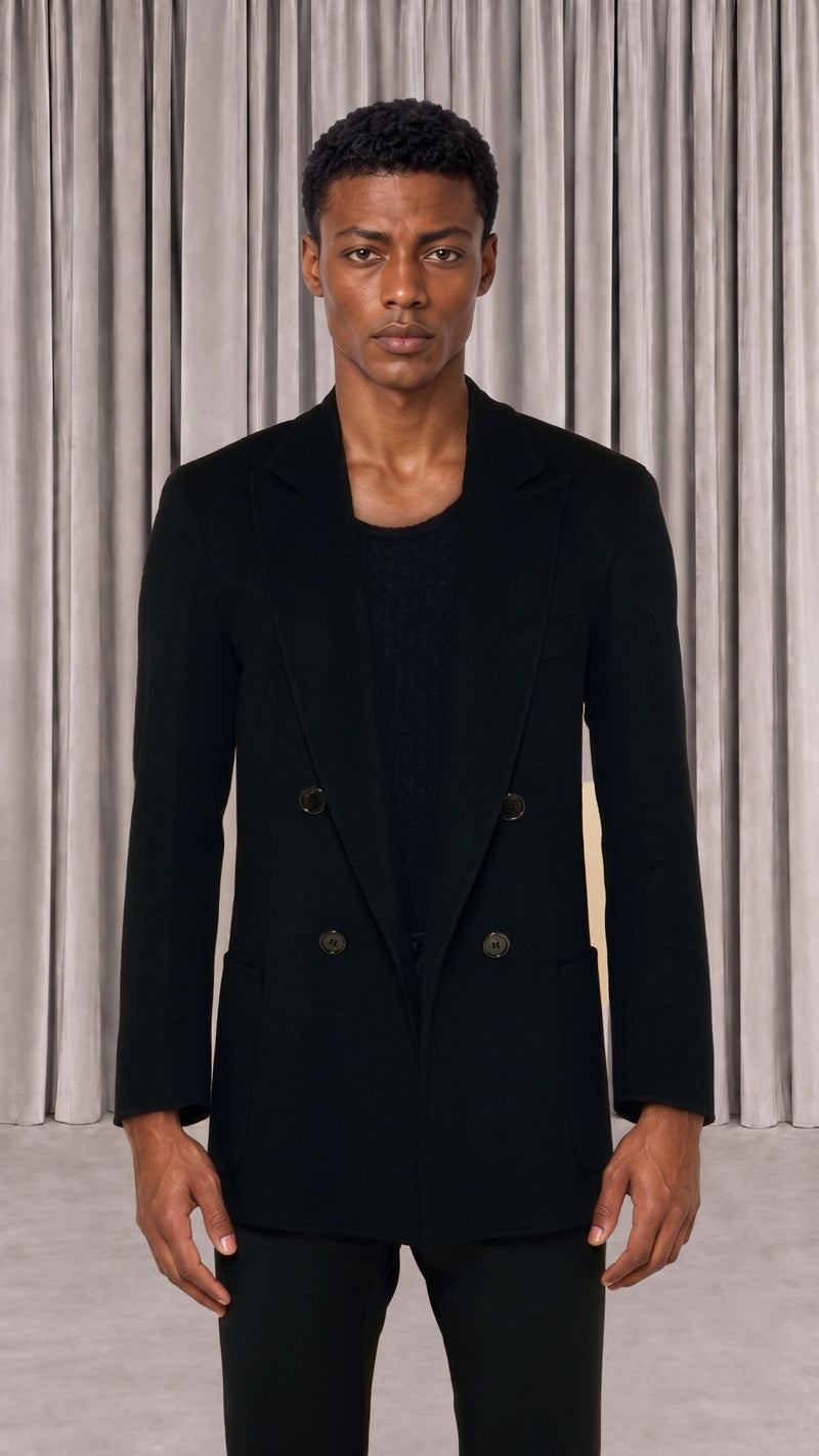 Babbo Double Cashmere Jacket Men Black, detail – POAN