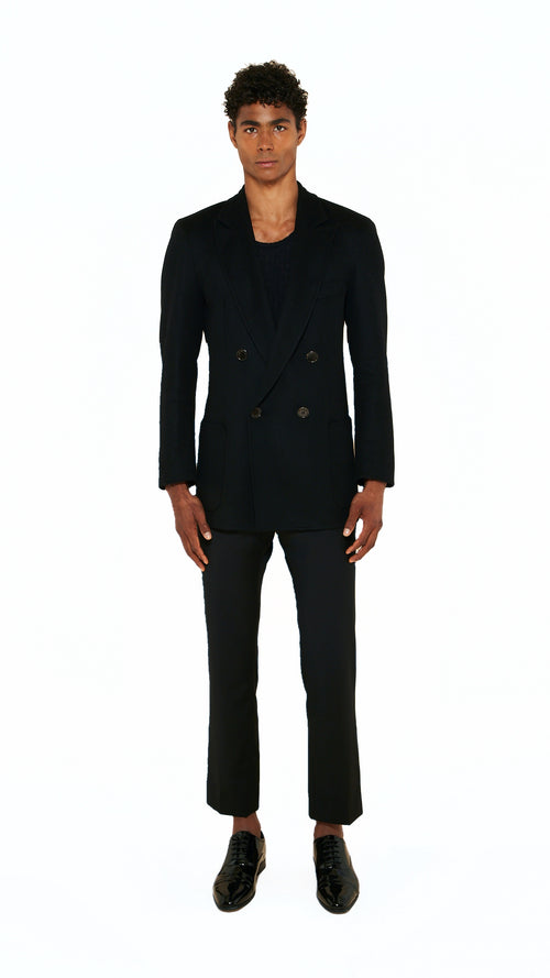 Babbo Double Cashmere Jacket Men Black, front view – POAN