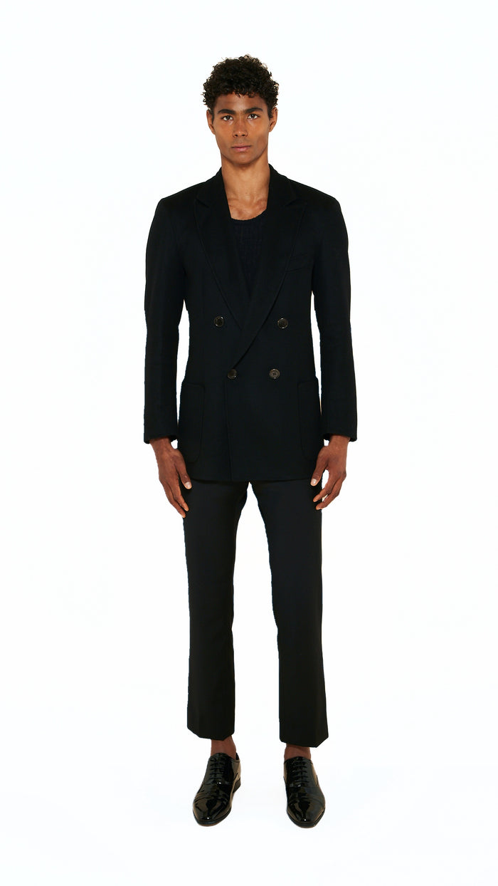 Babbo Double Cashmere Jacket Men Black, front view – POAN
