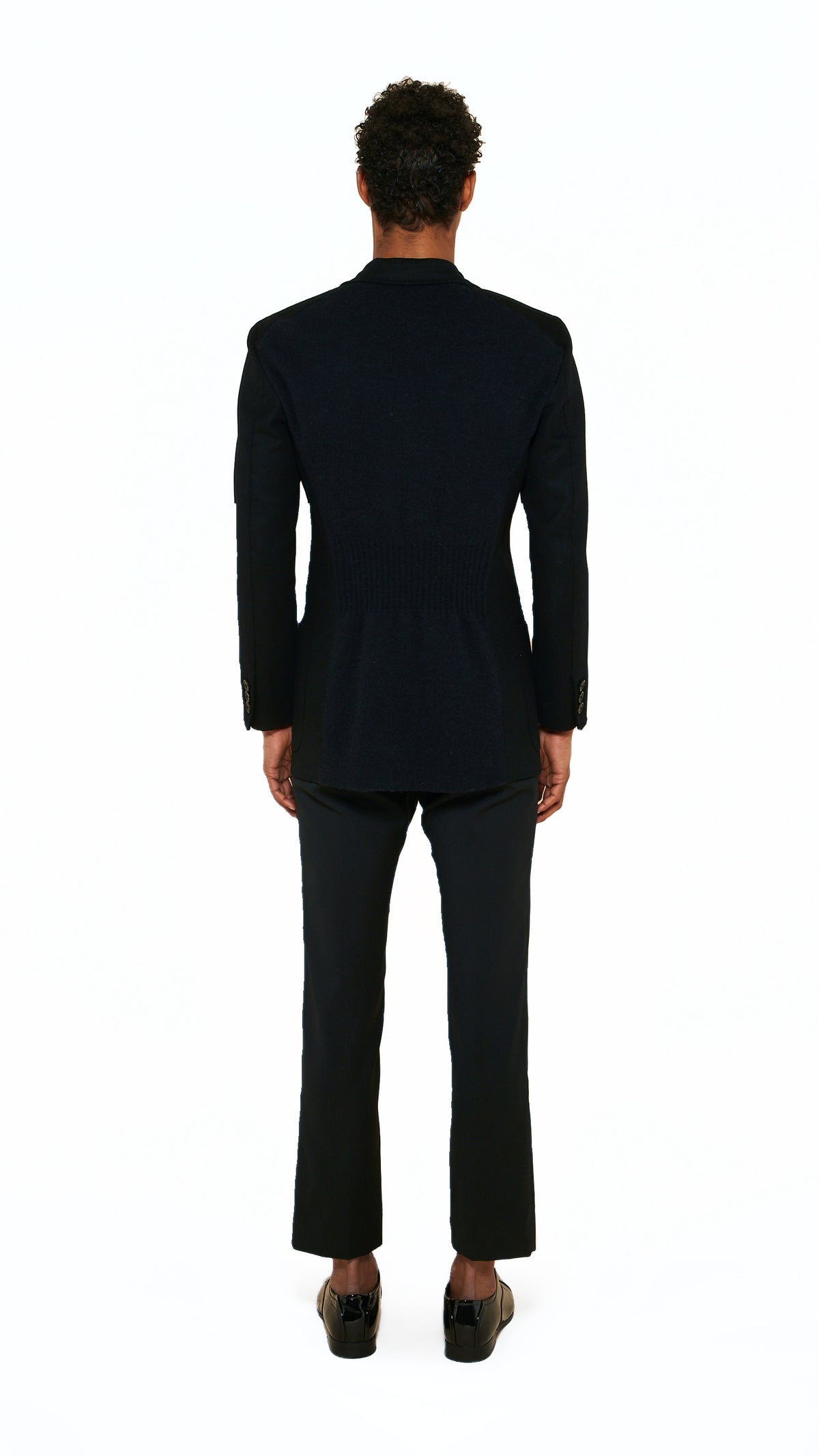 Babbo Double Cashmere Jacket Men Black, back view – POAN