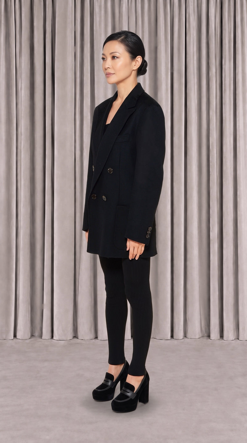 Babbo Double Cashmere Jacket Women Black, side view – POAN