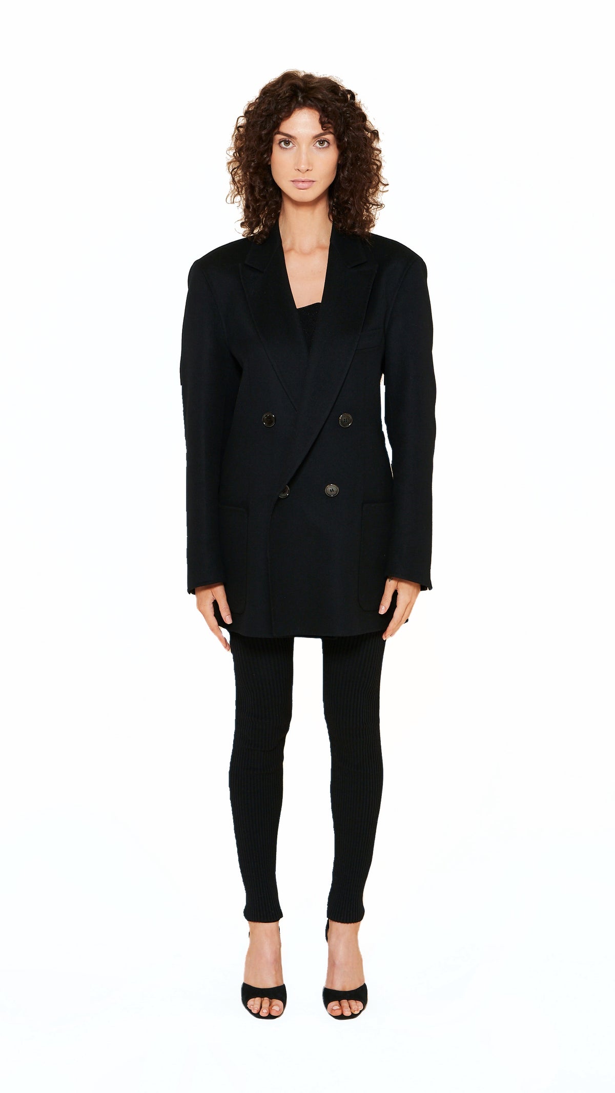 Babbo Double Cashmere Jacket Women Black, front view – POAN