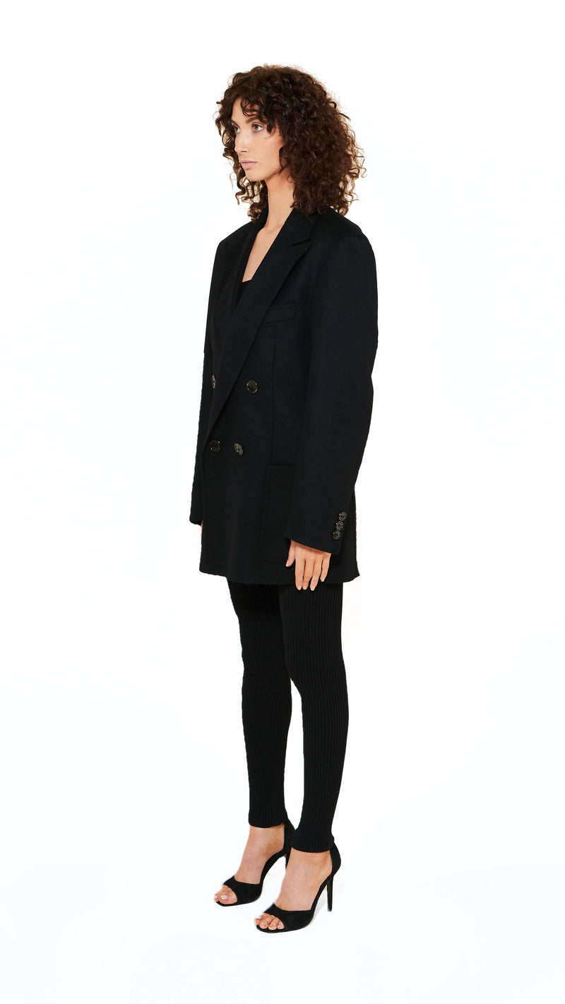 Babbo Double Cashmere Jacket Women Black, side view – POAN