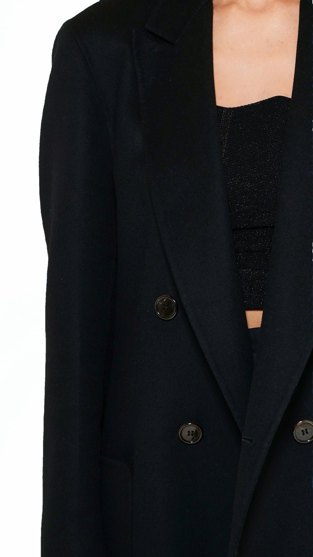 Babbo Double Cashmere Jacket Women Black, detail – POAN