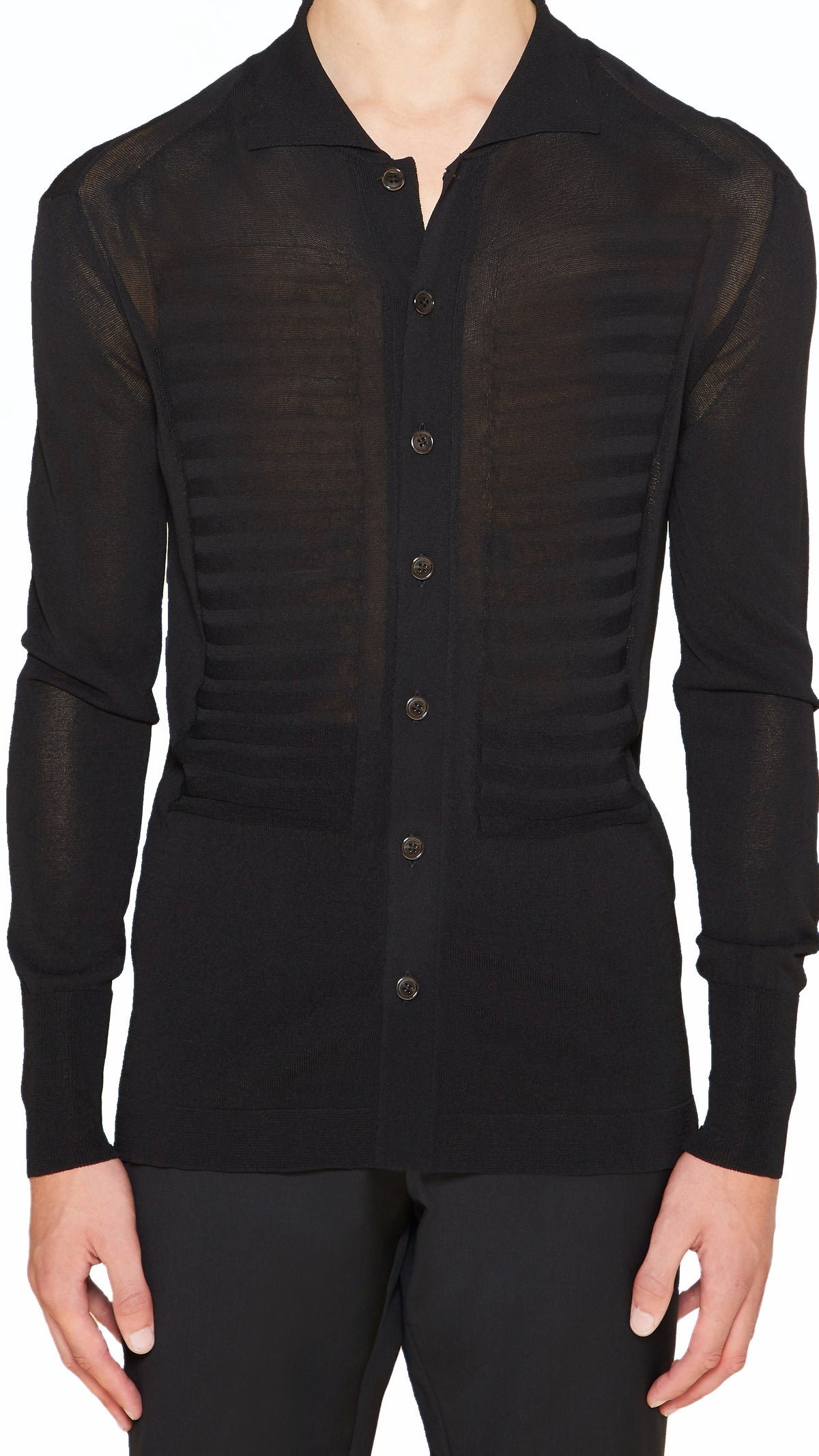 Bib Long Sleeve Polo Black Men, detail – POAN