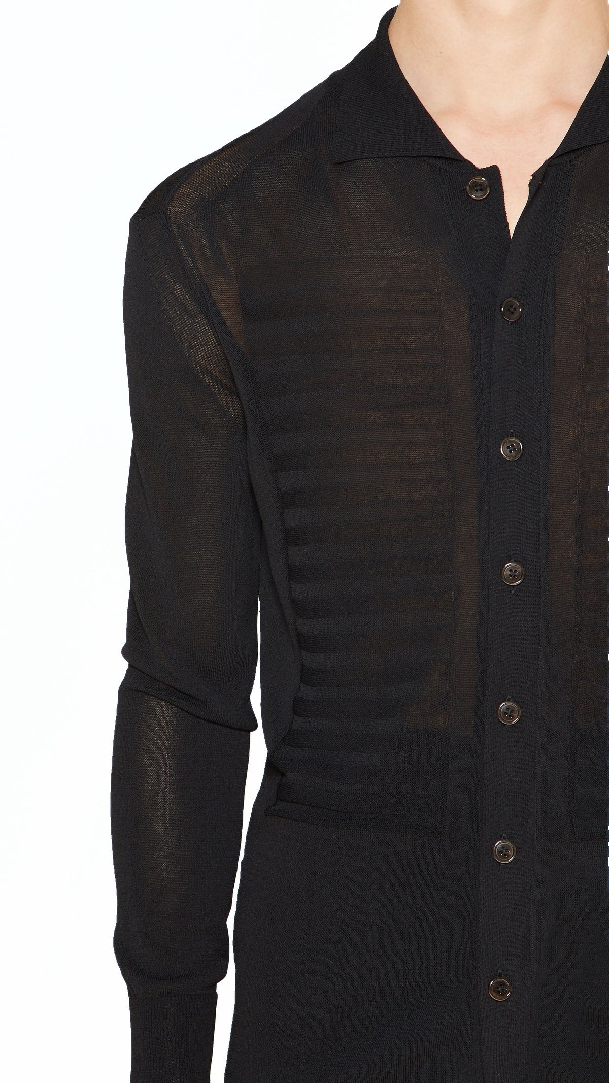 Bib Long Sleeve Polo Black Men, detail – POAN