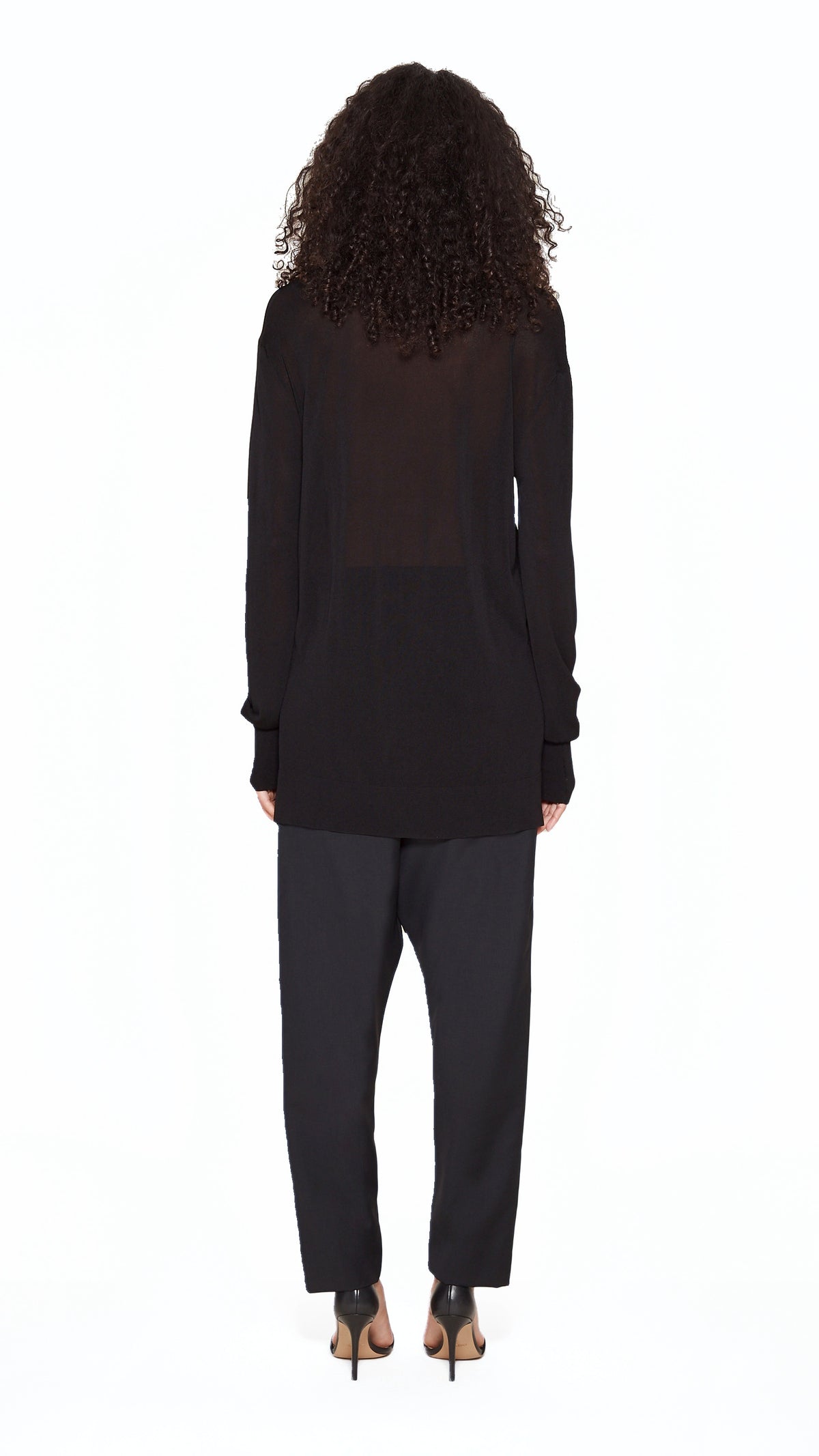 Bib Long Sleeve Polo Black Women, back view – POAN
