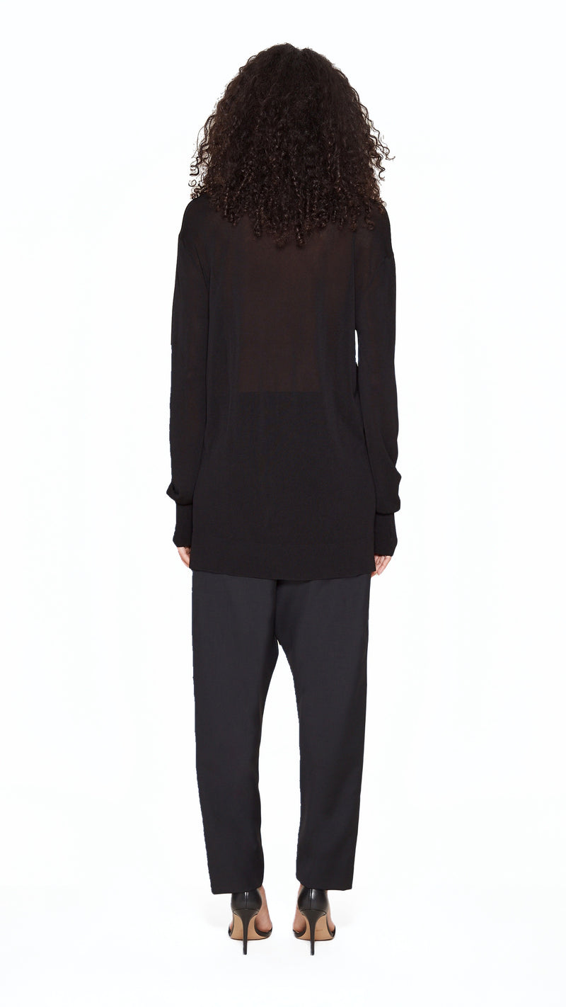Bib Long Sleeve Polo Black Women, back view – POAN