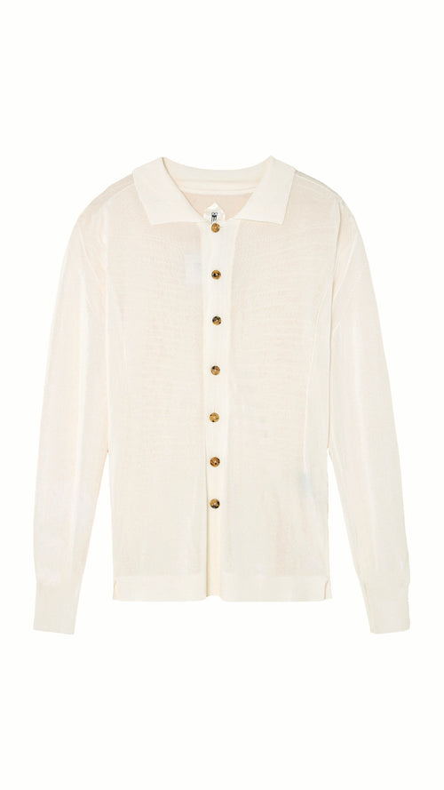 Bib Long Sleeve Polo Ivory Men, product – POAN