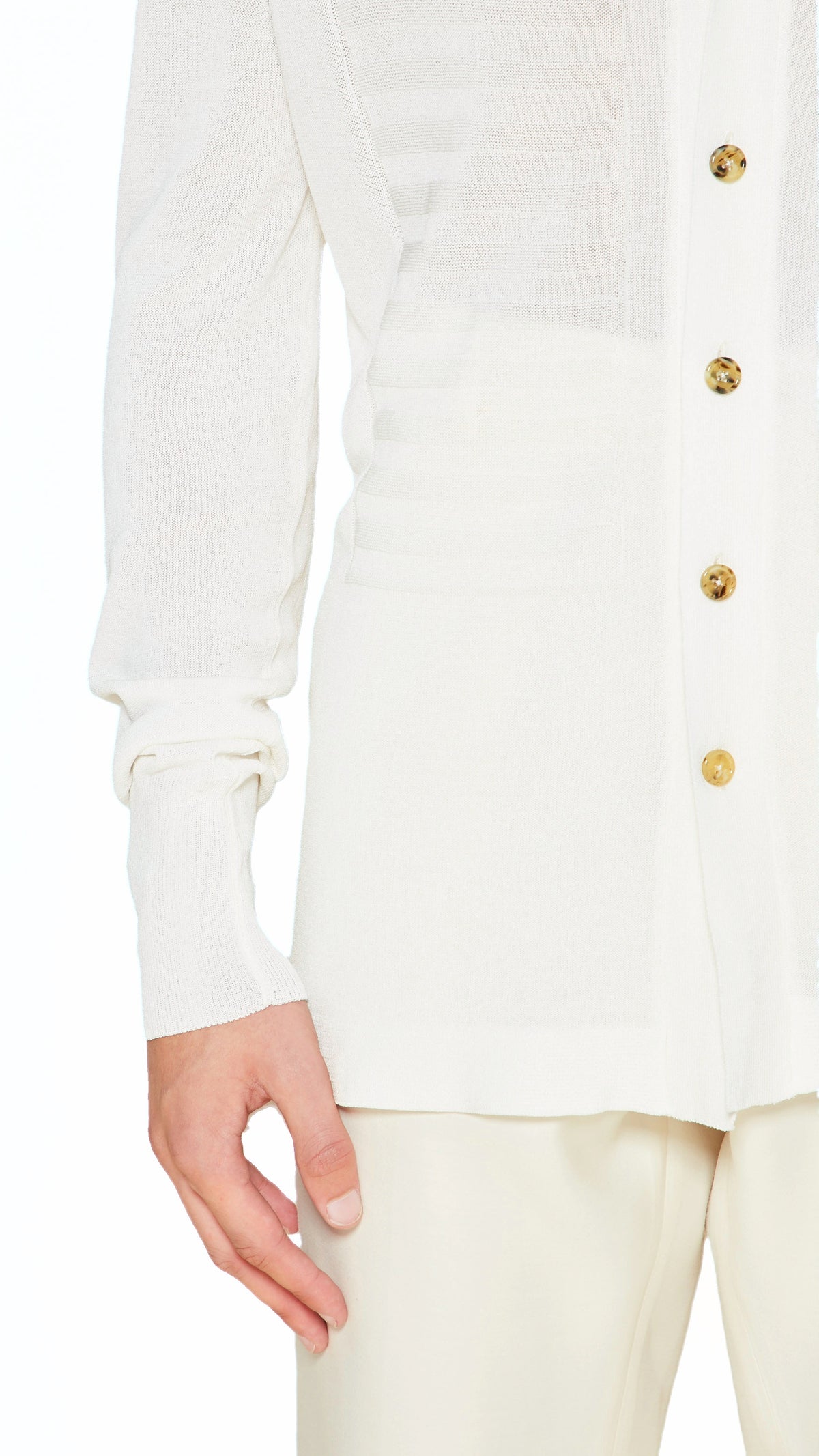 Bib Long Sleeve Polo Ivory Men, detail – POAN
