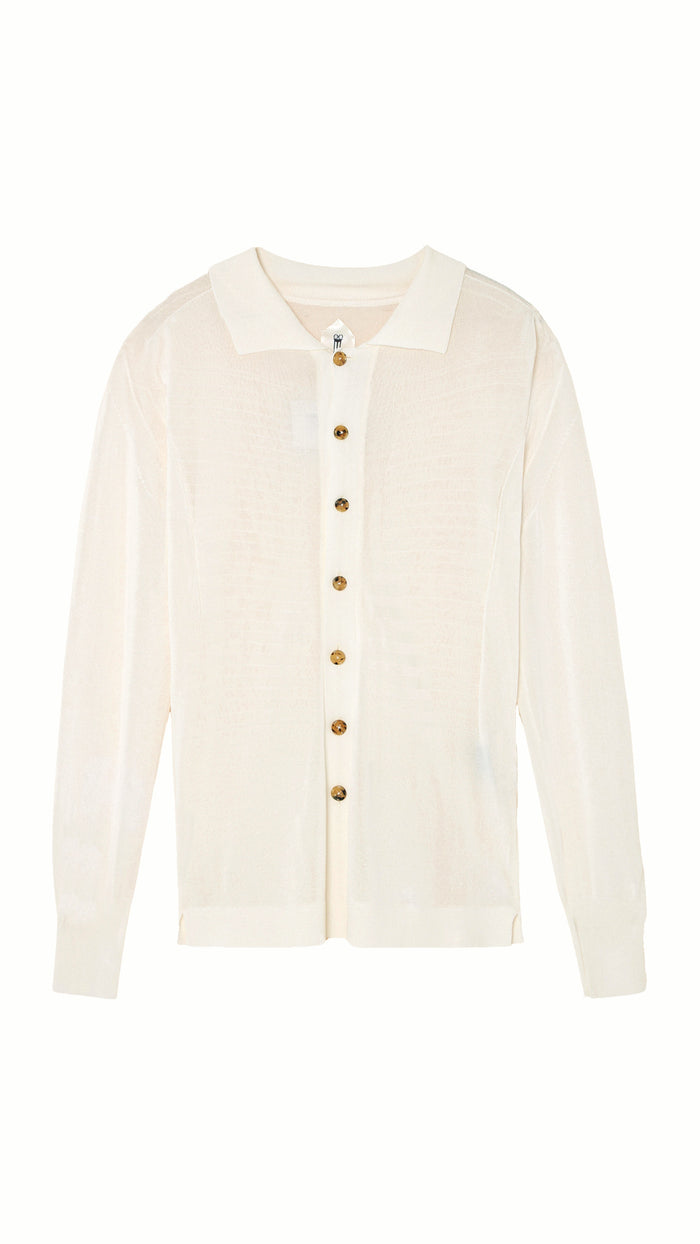 Bib Long Sleeve Polo Ivory Women, product – POAN