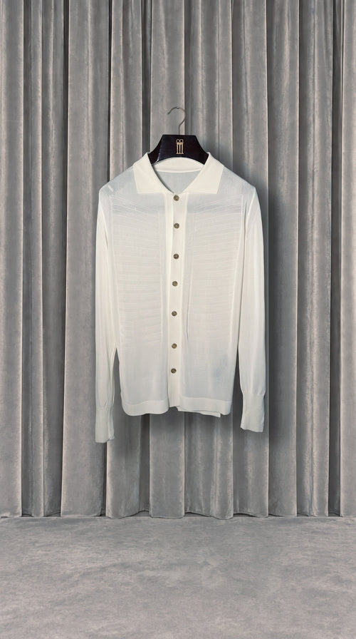 Bib Long Sleeve Polo Ivory – product