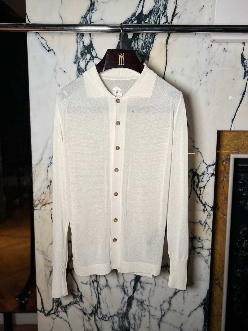 Bib Long Sleeve Polo Ivory Men