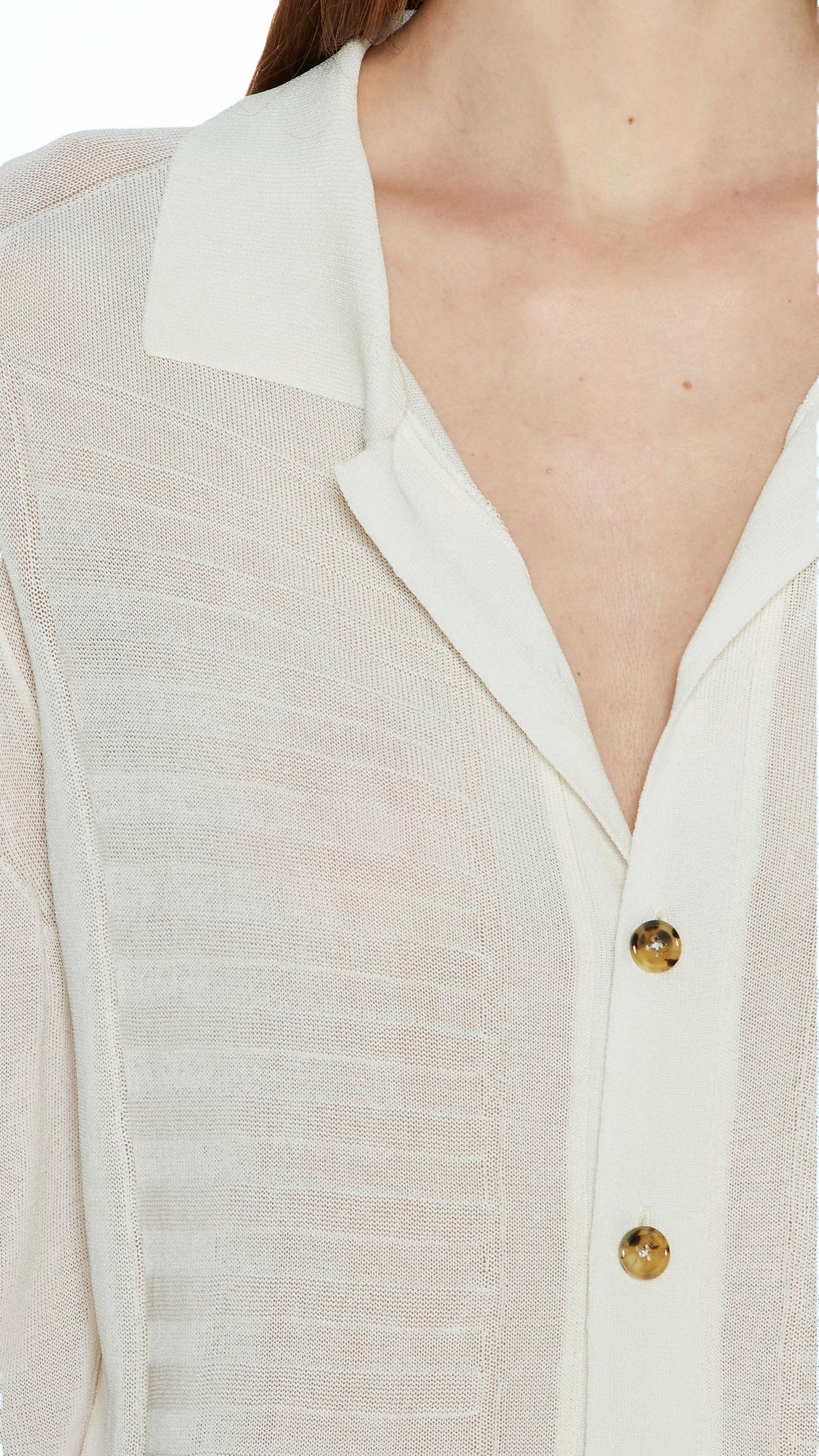 Bib Long Sleeve Polo Ivory Women, detail – POAN