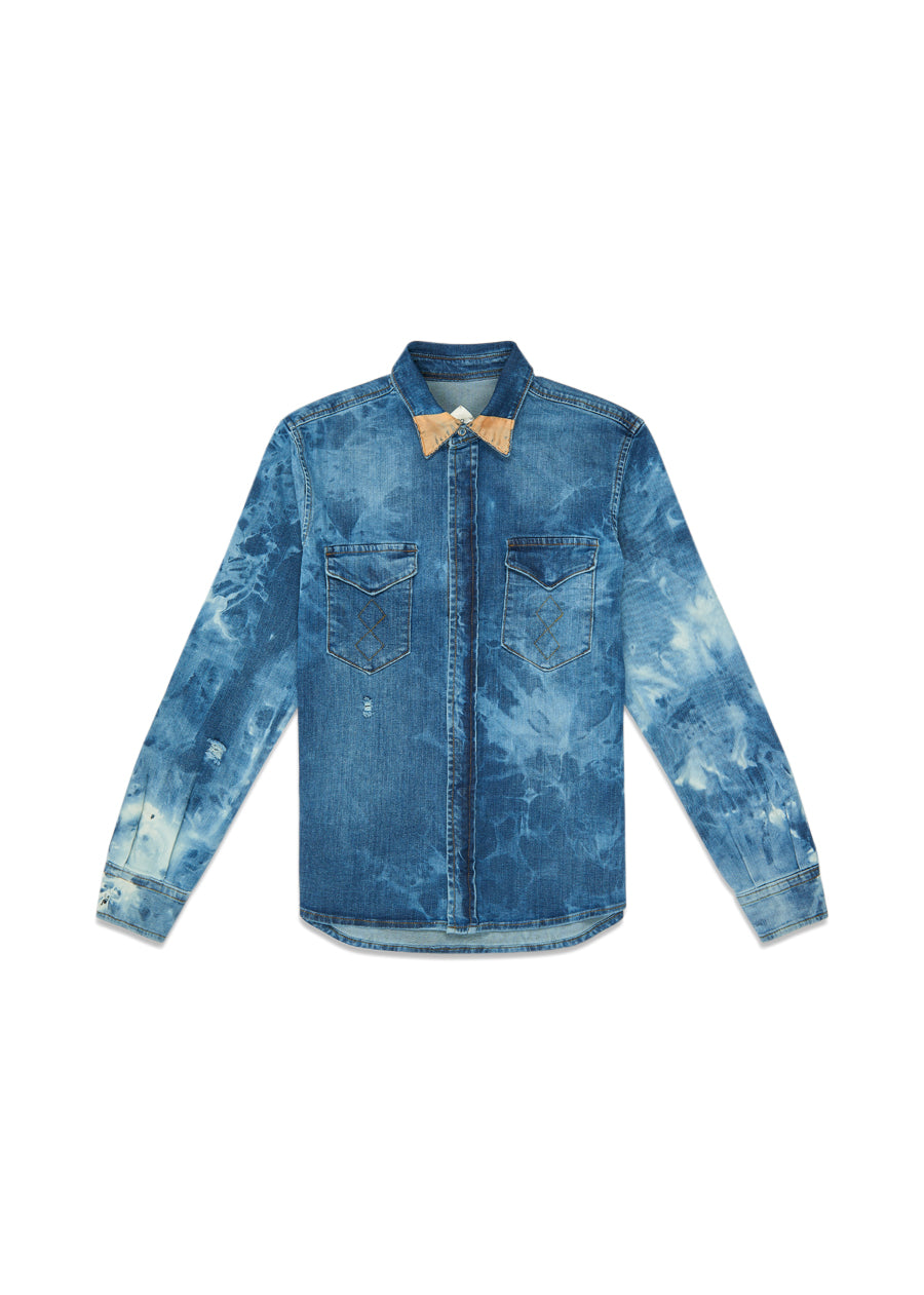 Bow Tie Denim Shirt Bleached Lightblue