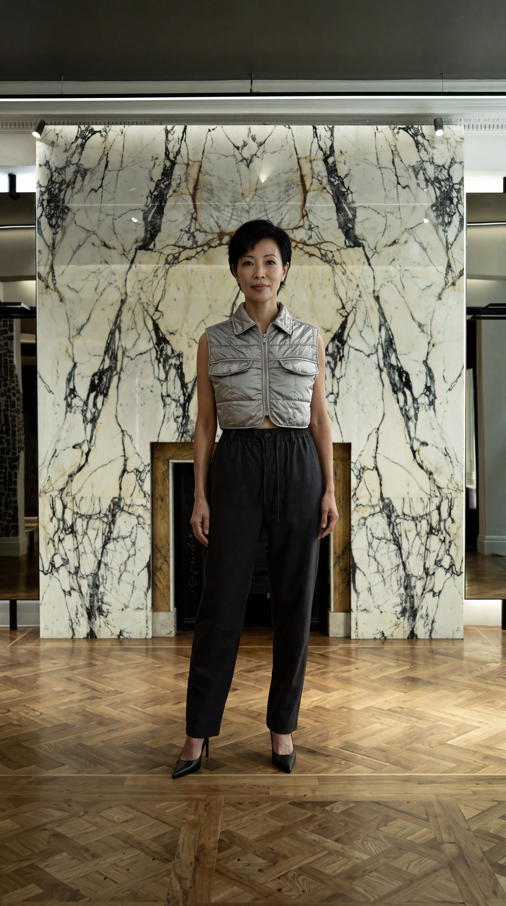Brian Waistcoat Cropped Quilted Nylon Silver Women