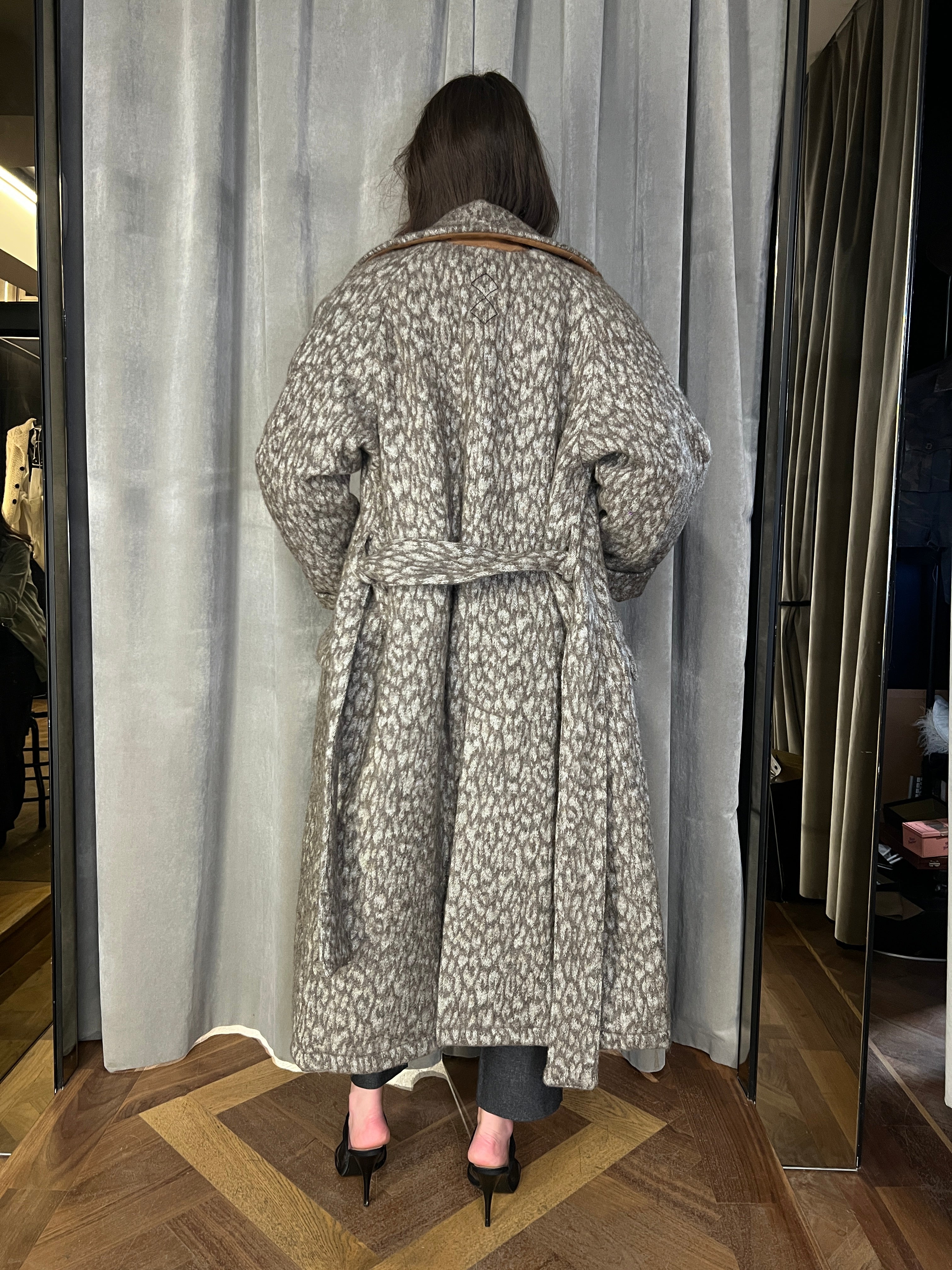 Victor Mohair Jacquard Blanket Overcoat Brown Women