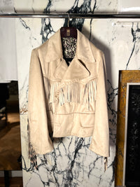 Indiana Alcantara Fringed Western Jacket Beige Women