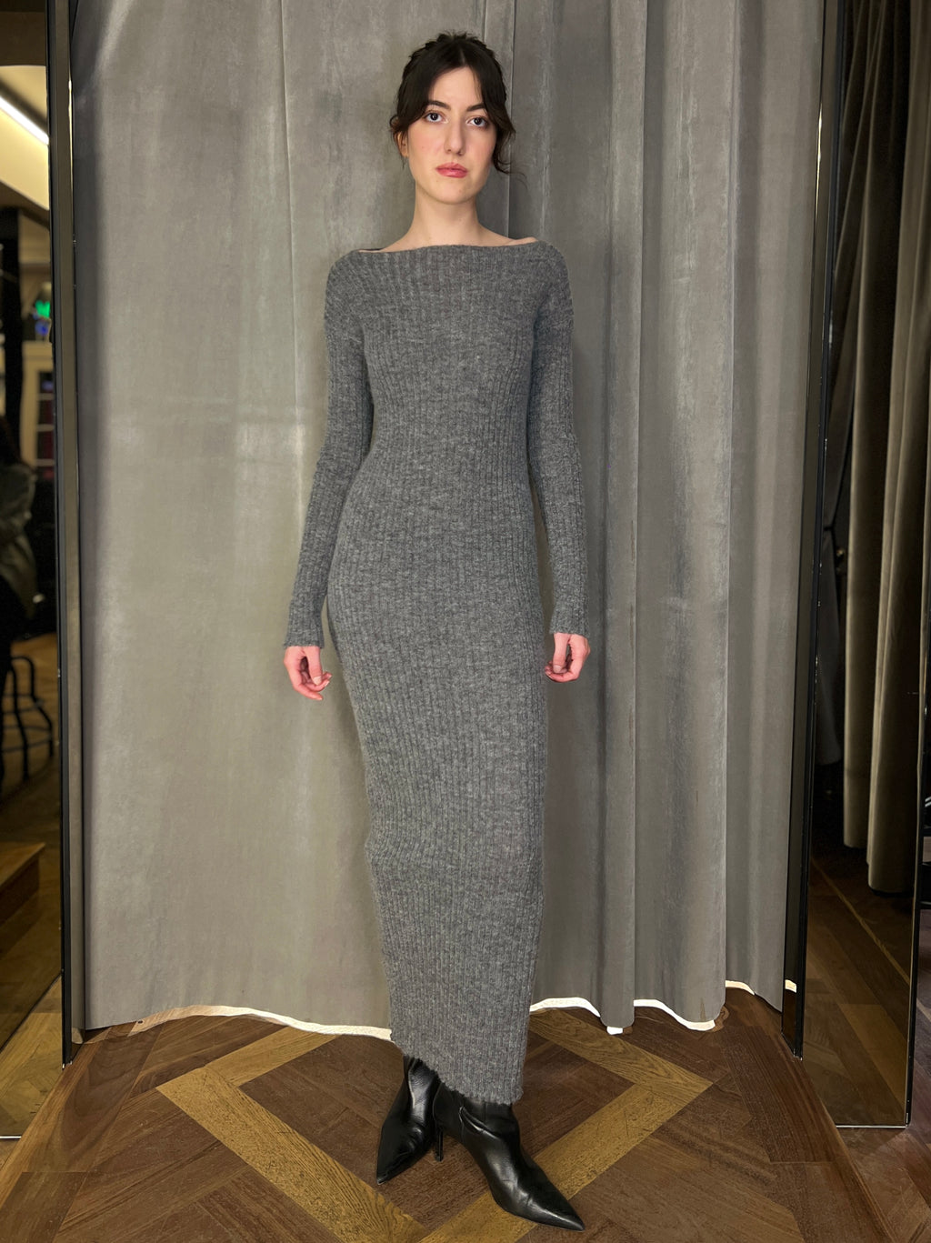 Giselle Alpaca Mohair Knitted Dress Grey Women