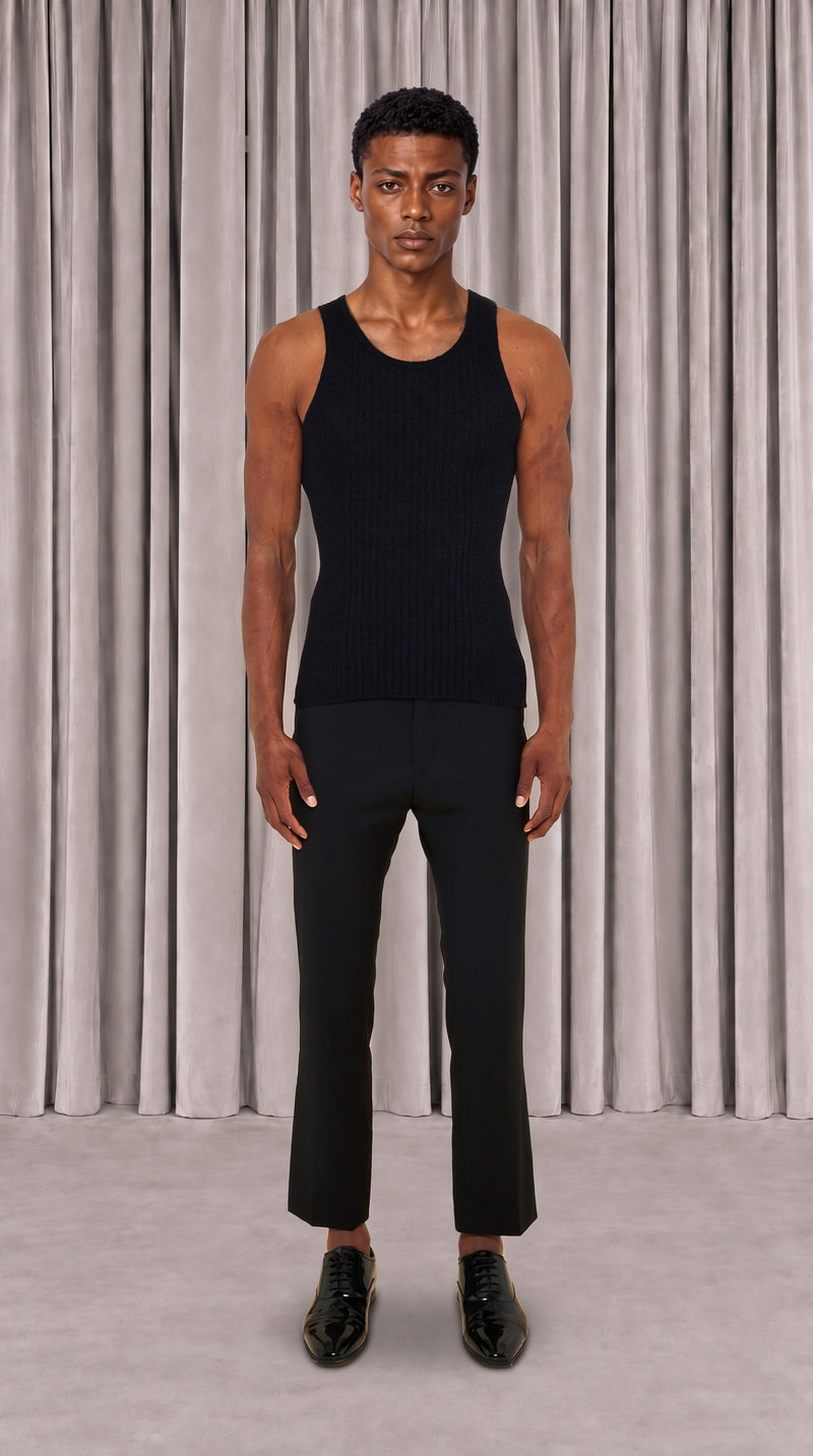 Cardinal Alpaca Tank Top Men Black, front view – POAN