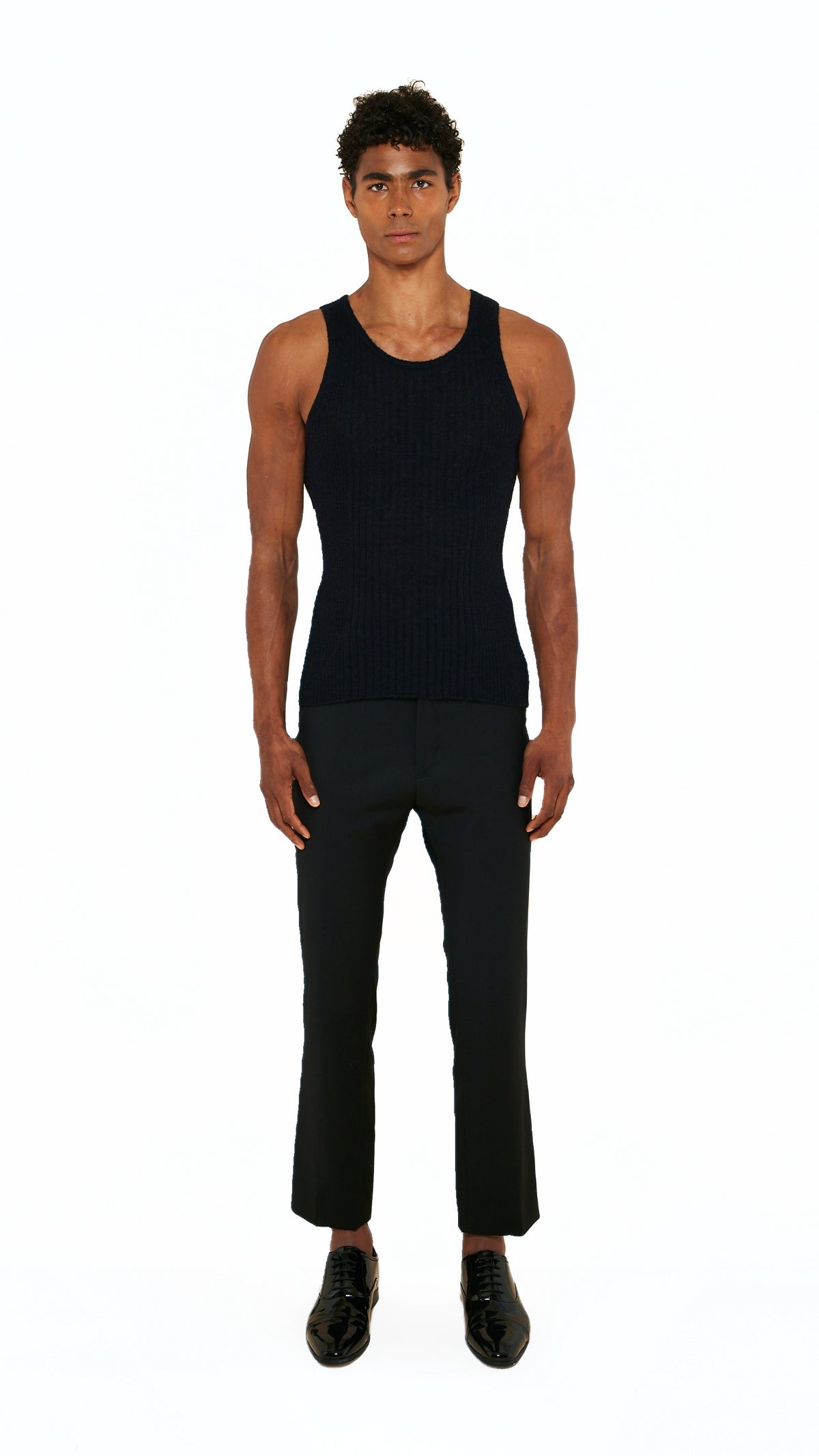 Cardinal Alpaca Tank Top Men Black, front view – POAN