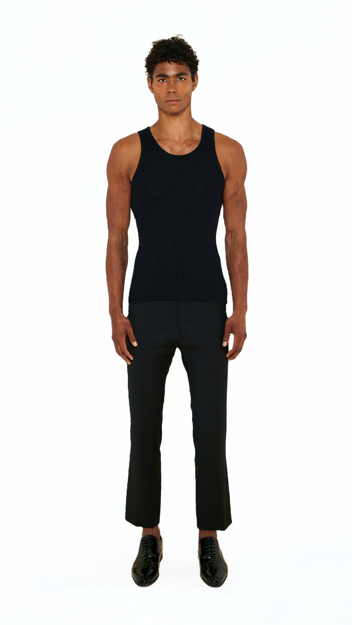 Cardinal Alpaca Tank Top Men Black, front view – POAN