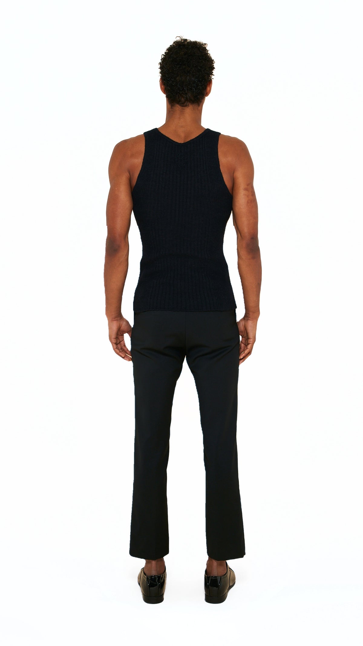 Cardinal Alpaca Tank Top Men Black, back view – POAN