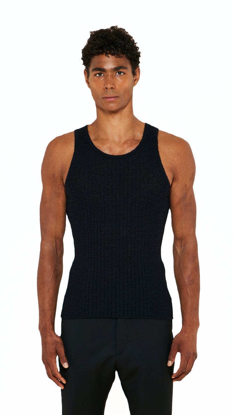 Cardinal Alpaca Tank Top Men Black, detail – POAN