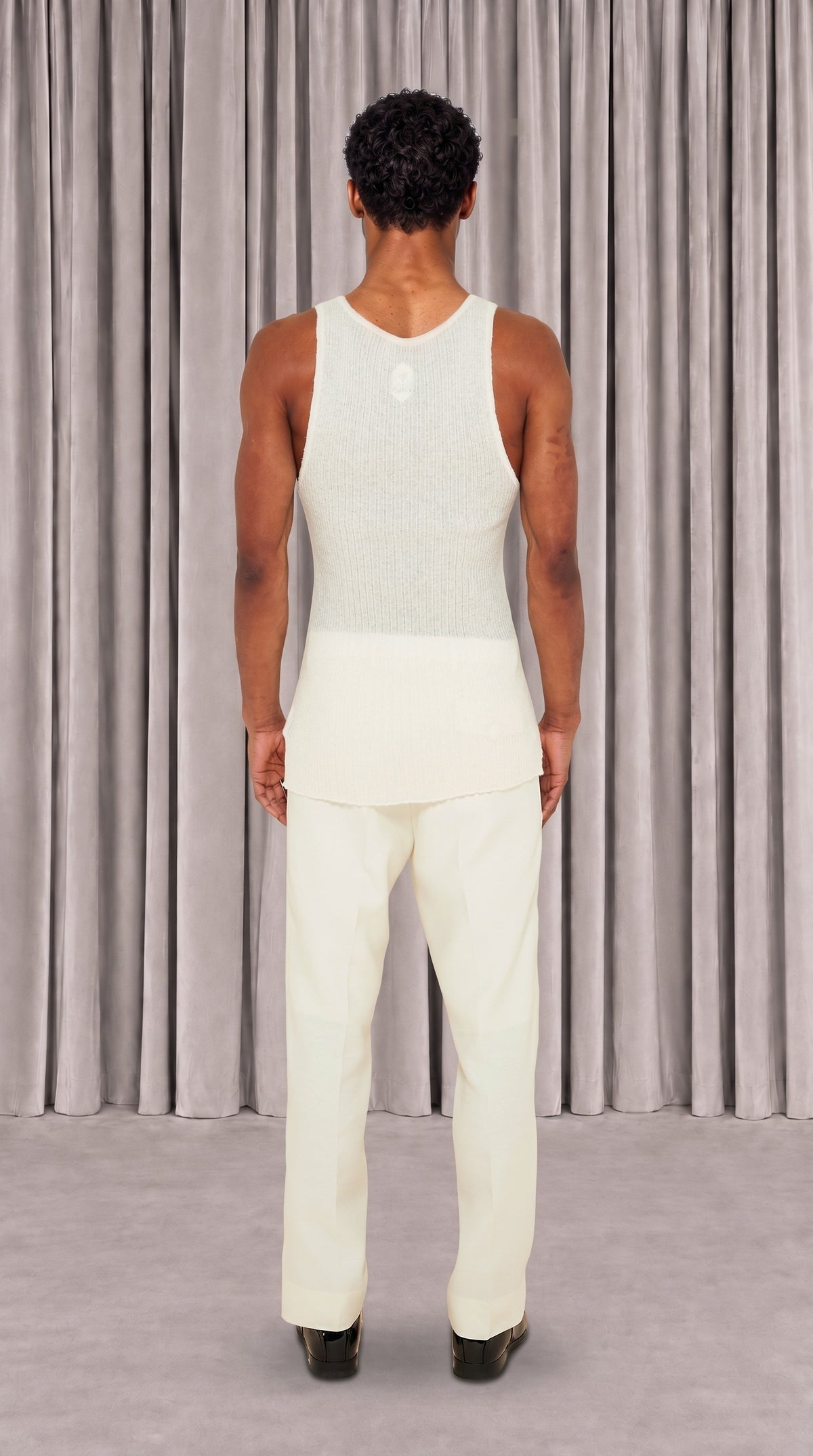 Cardinal Alpaca Tank Top Men Ivory, back view – POAN