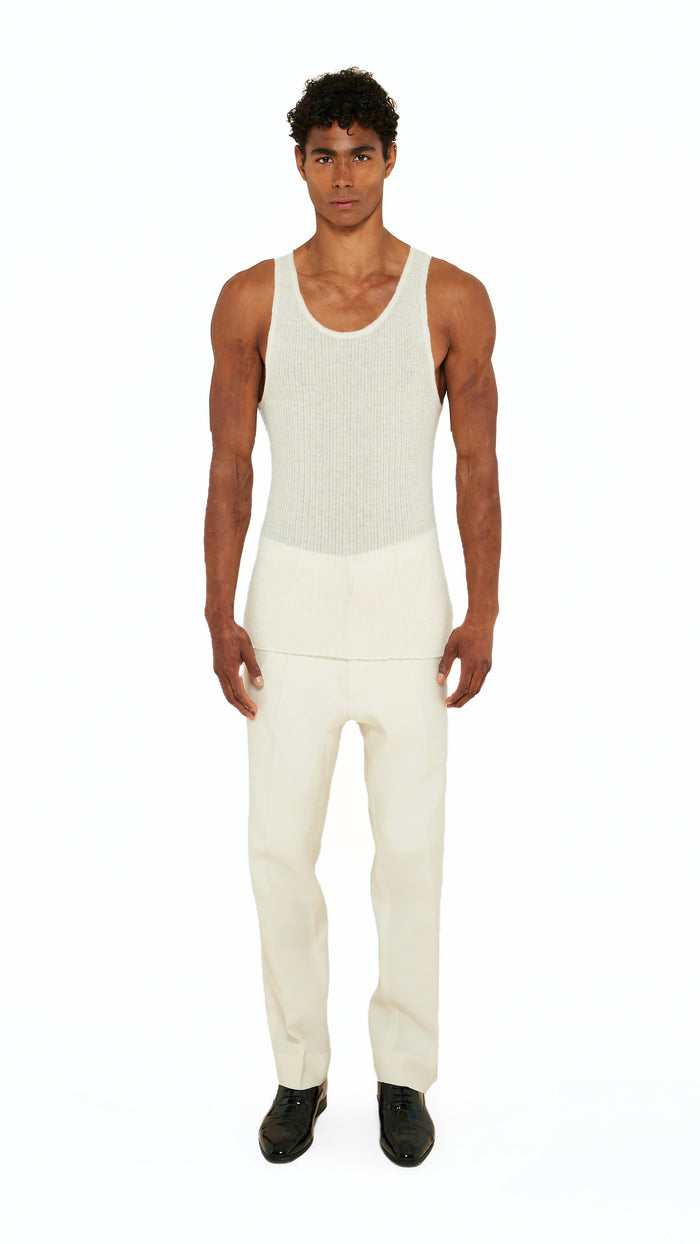 Cardinal Alpaca Tank Top Men Ivory, front view – POAN