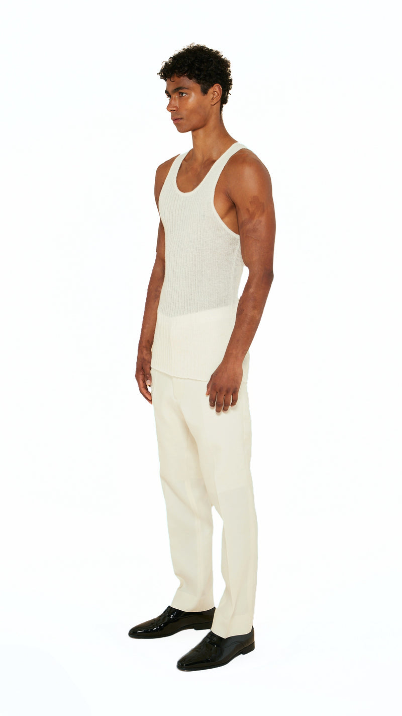 Cardinal Alpaca Tank Top Men Ivory, side view – POAN