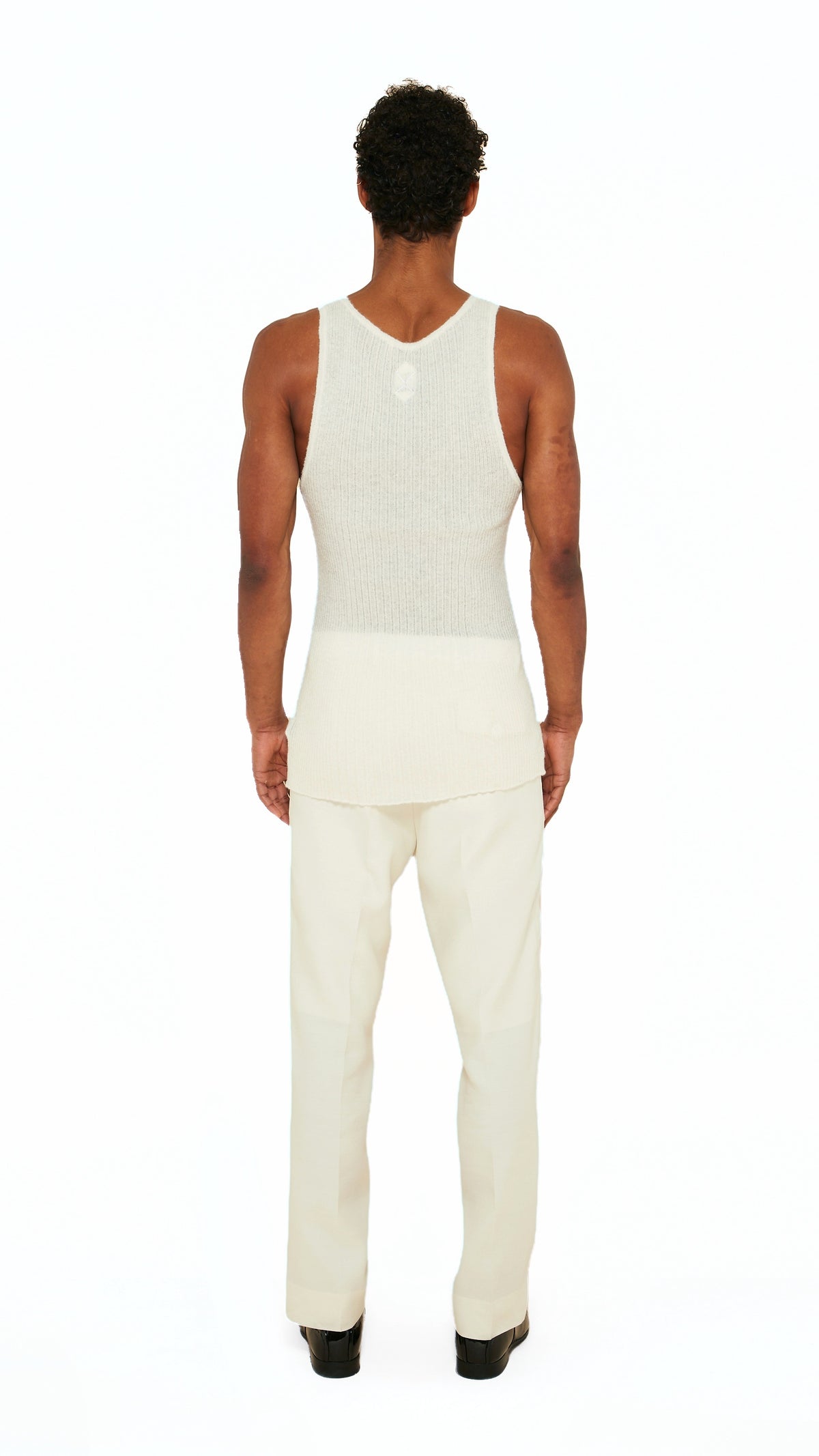 Cardinal Alpaca Tank Top Men Ivory, back view – POAN