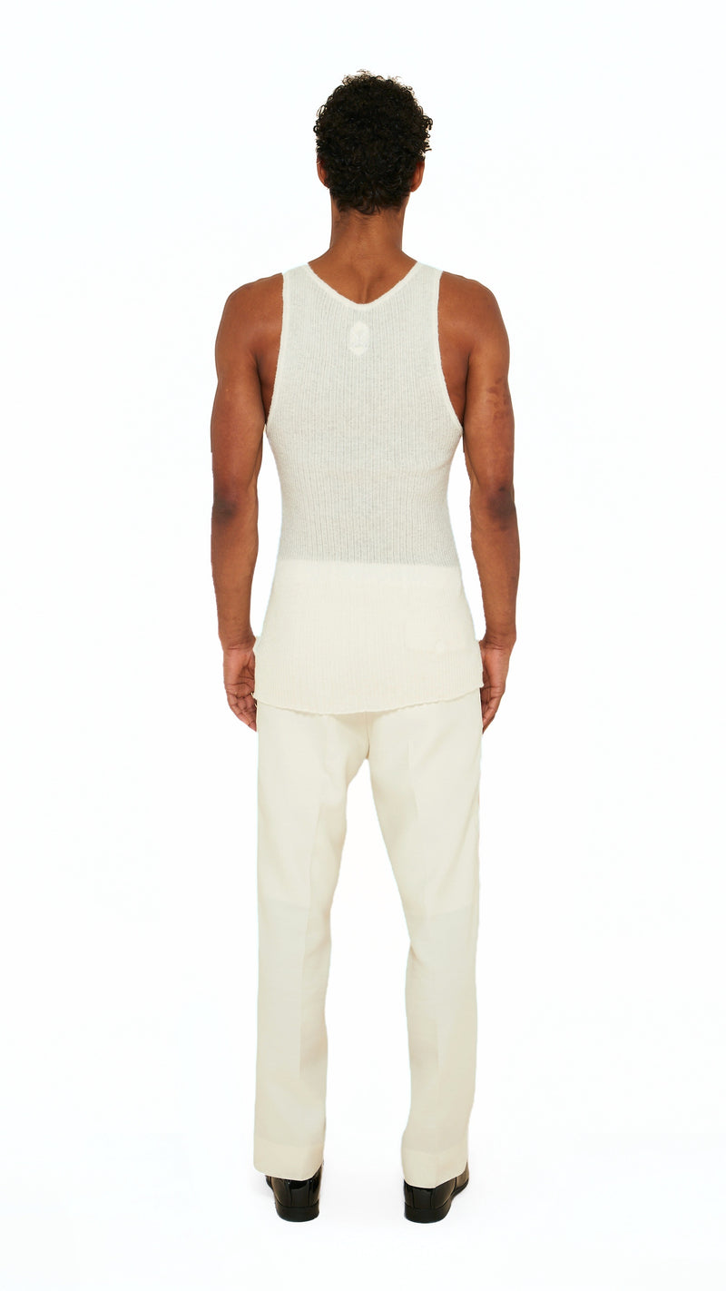 Cardinal Alpaca Tank Top Men Ivory, back view – POAN