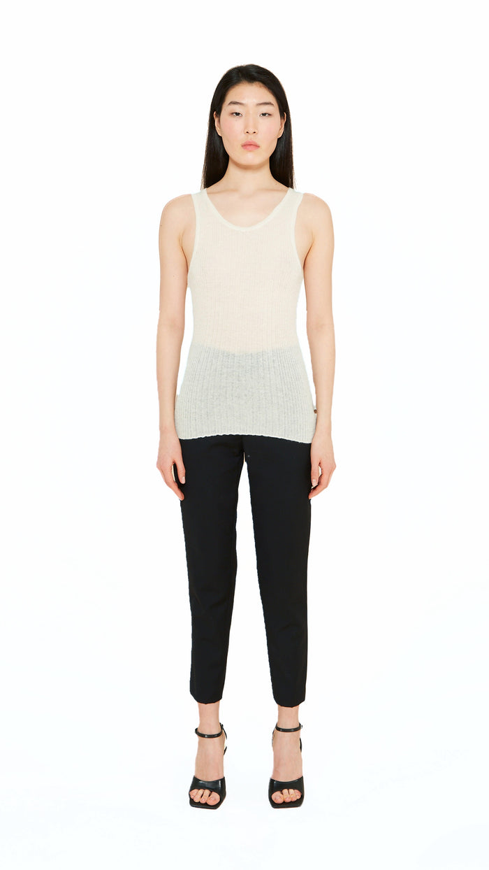 Cardinal Alpaca Tank Top Women Ivory, front view – POAN