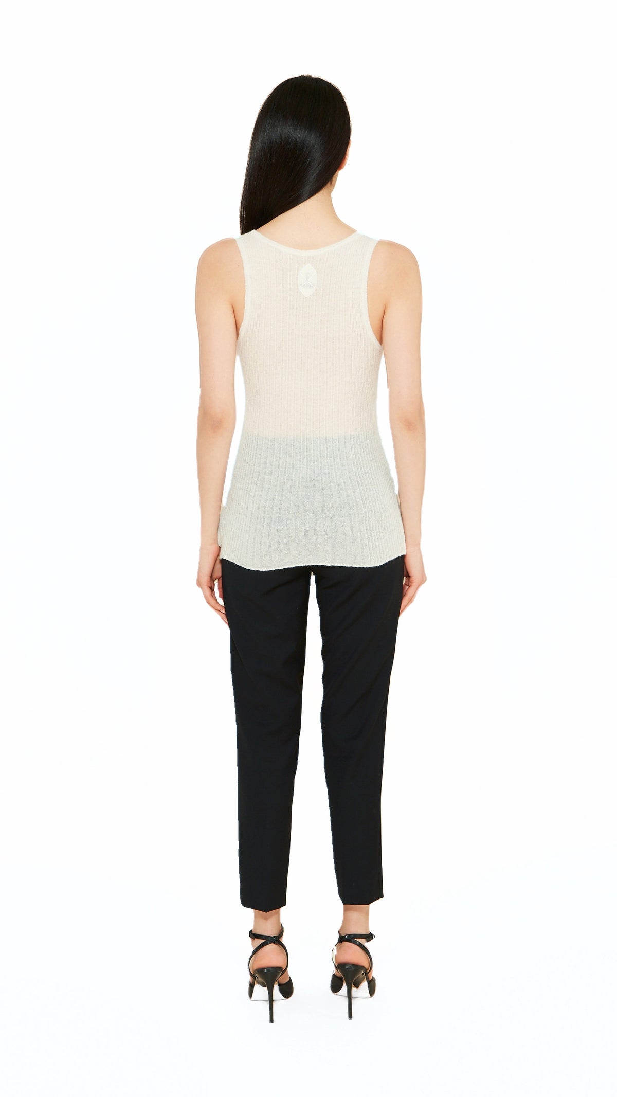 Cardinal Alpaca Tank Top Women Ivory, back view – POAN