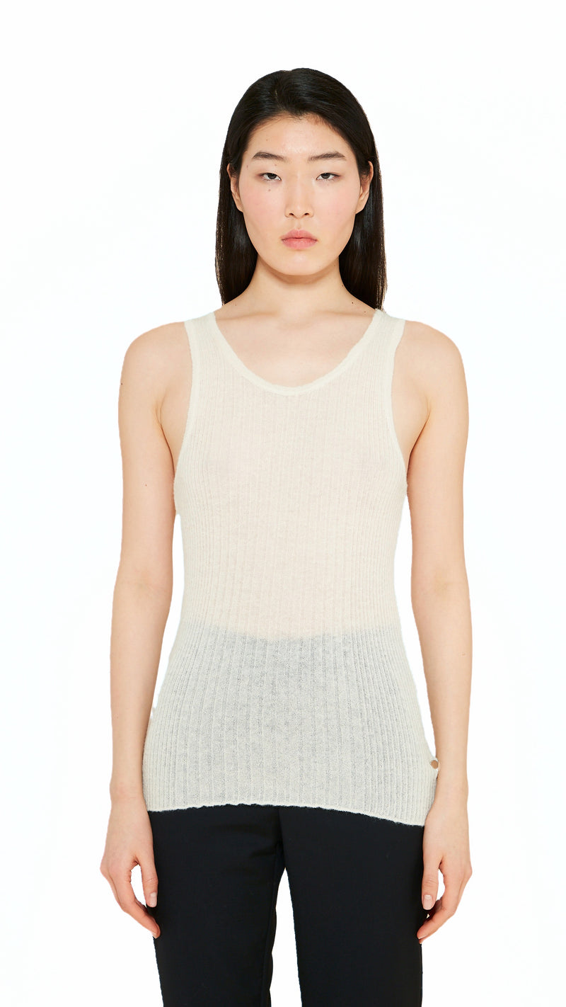Cardinal Alpaca Tank Top Women Ivory, detail – POAN