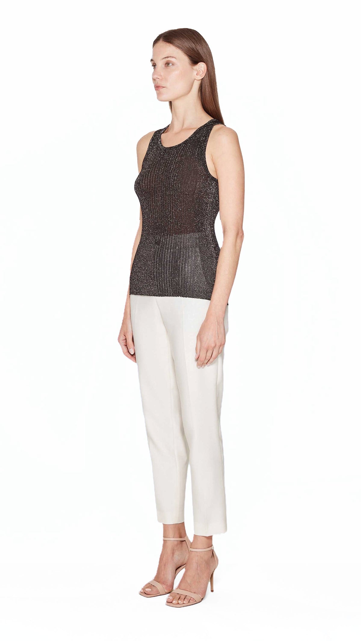 Cardinal Tank Top Lurex Women Black, side view – POAN