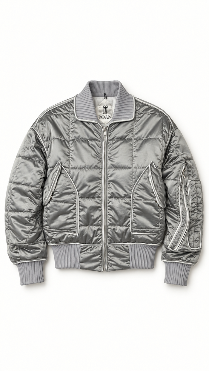 Iceman Bomber Quilted Nylon Silver Women