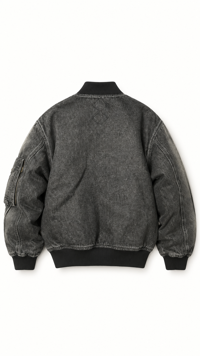 Iceman Bomber Washed Denim Asphalt Men