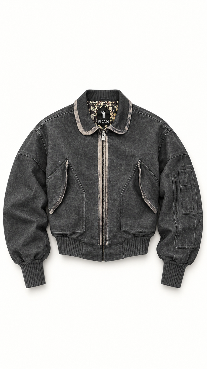 Iceman Bomber Flannel Grey Melange Men