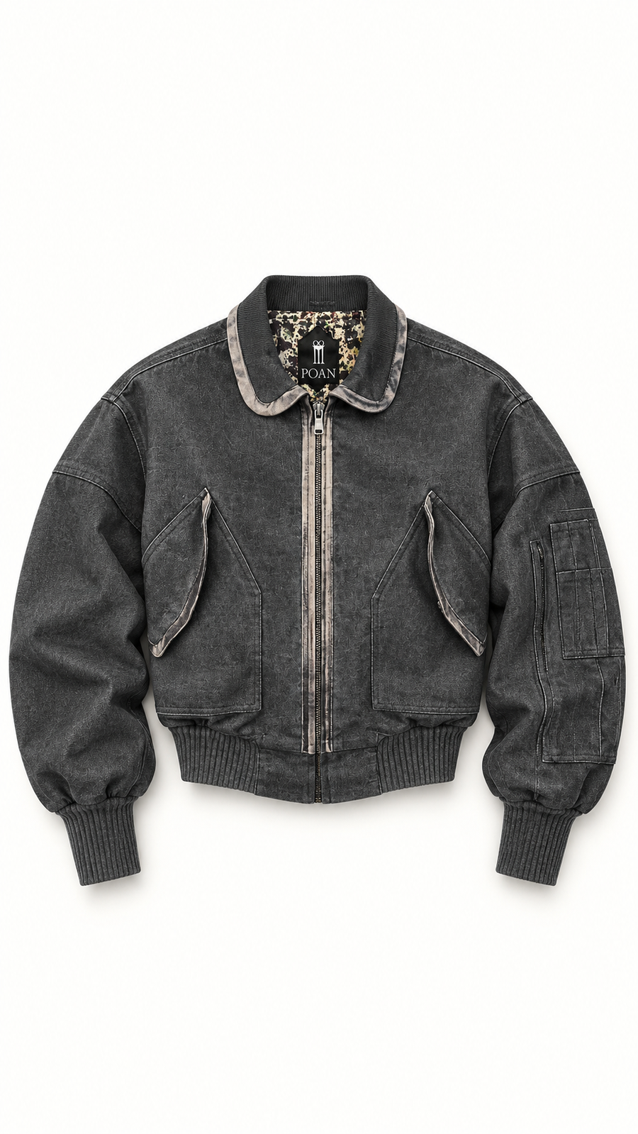 Iceman Bomber Flannel Grey Melange Men