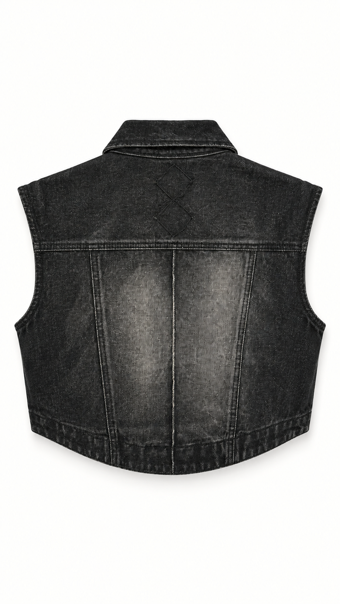 Kill Denim Waistcoat Washed Denim Asphalt Women