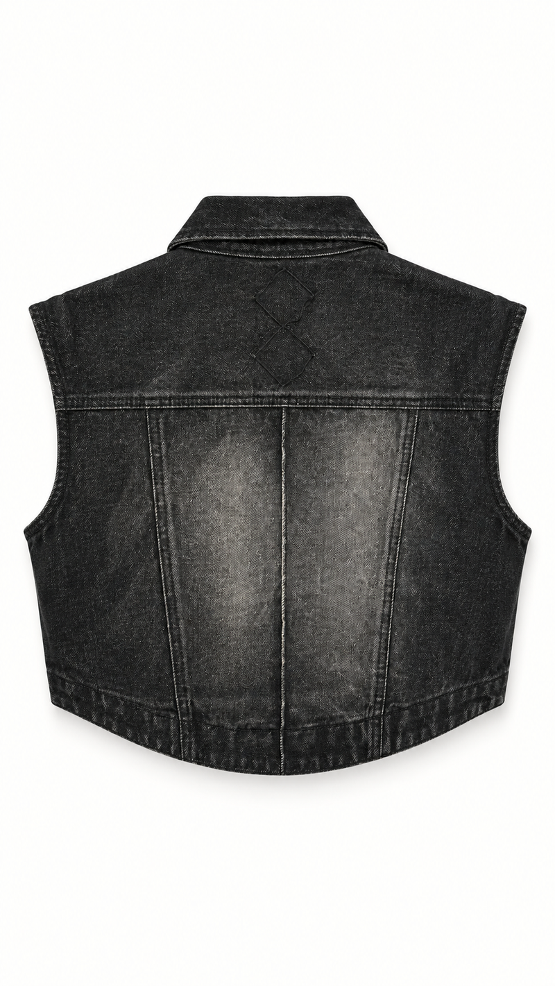 Kill Denim Waistcoat Washed Denim Asphalt Women