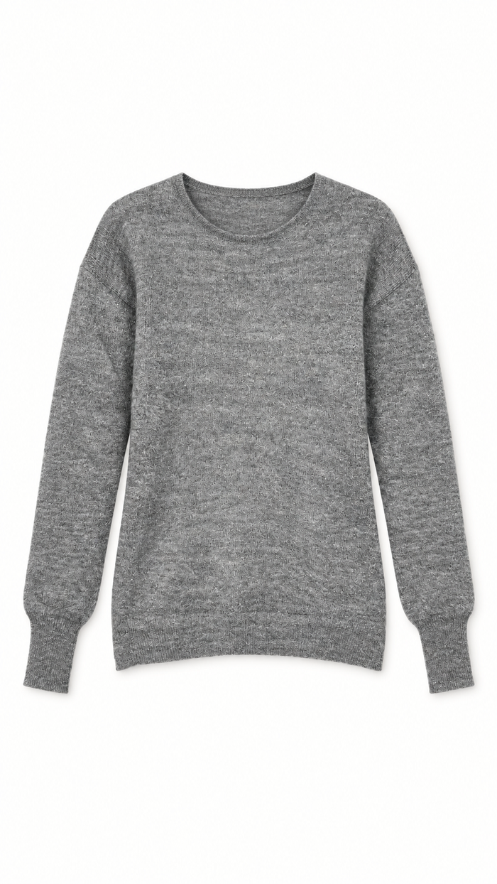 Roberto Alpaca Mohair Knitted Pullover Grey Men