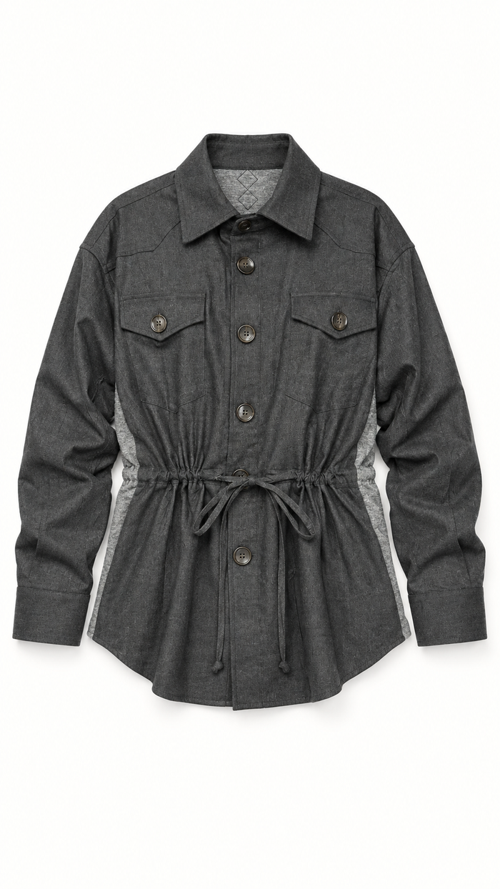 Brieuc Angora Flannel Overshirt Grey Men